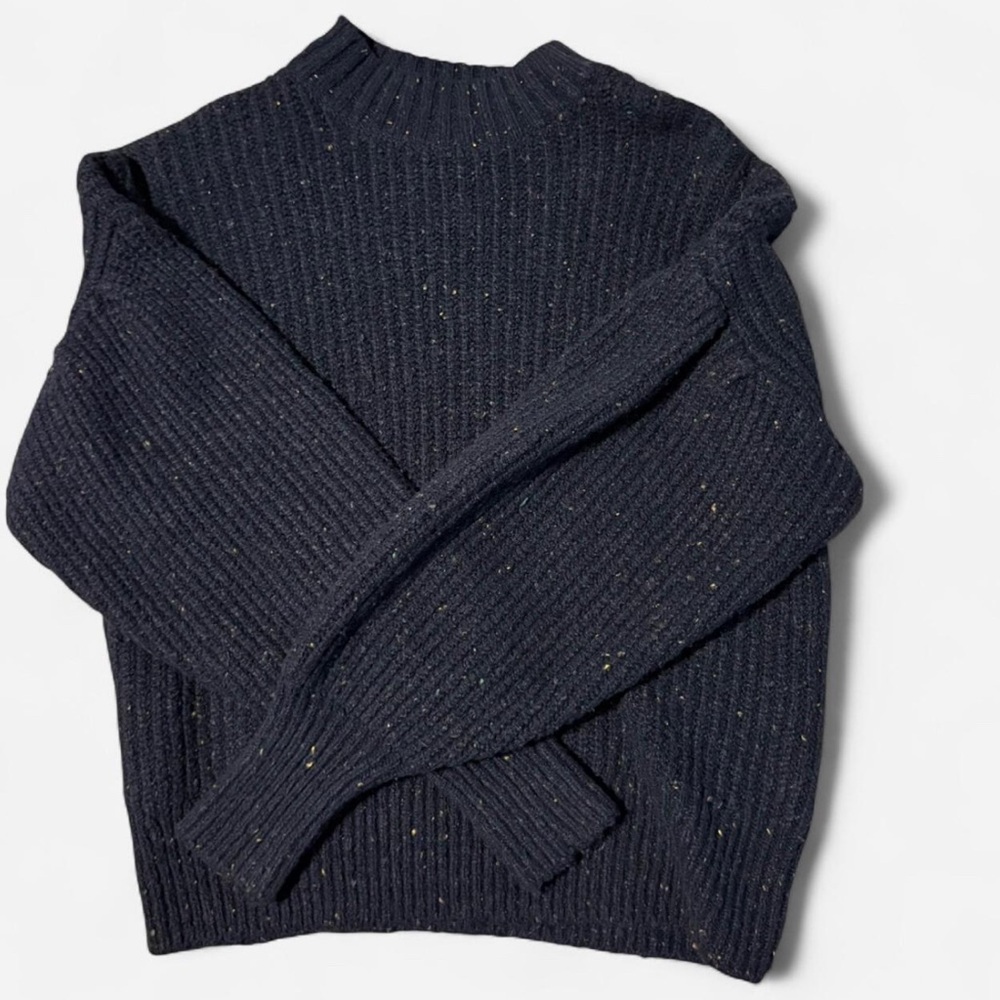 Old Navy Blue mock neck Sweater with Ribbed Knit and colored flecks